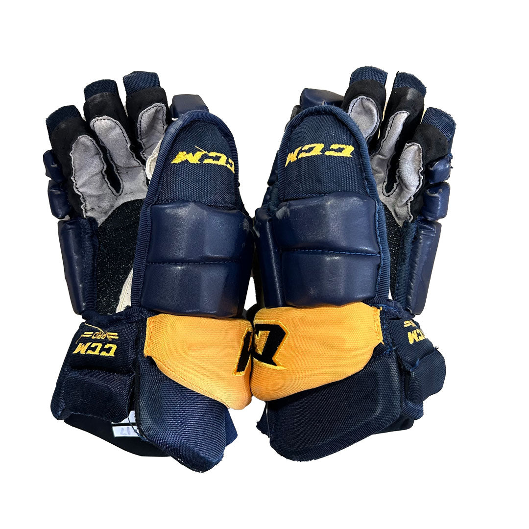 CCM HG42 - Gants de hockey Pro Stock d'occasion (bleu marine/jaune)